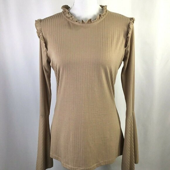Hayden Los Angles Women's Large Long Sleeve Top Bell Sleeves Ruffle Accents Knit - Picture 2 of 9